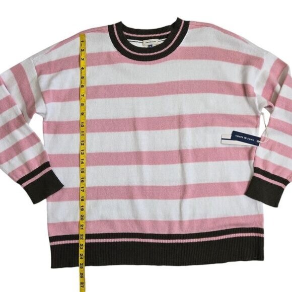 Court & Rowe pink and white striped contrast hem drop shoulder sweater 2X - Picture 8 of 11